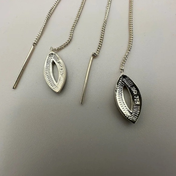 Delicate Charles Winston 925 Sterling Silver Marcasite Threader Earrings - Picture 14 of 15